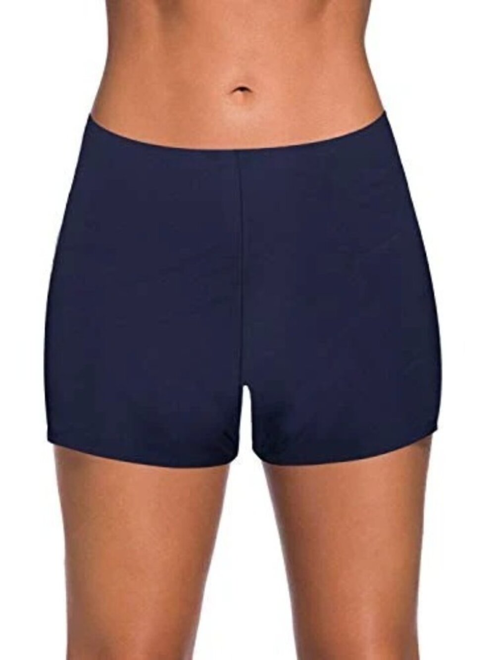 Yonique Size Medium Swim Shorts Mid-Rise Quick-Drying Navy Blue Soft Lining